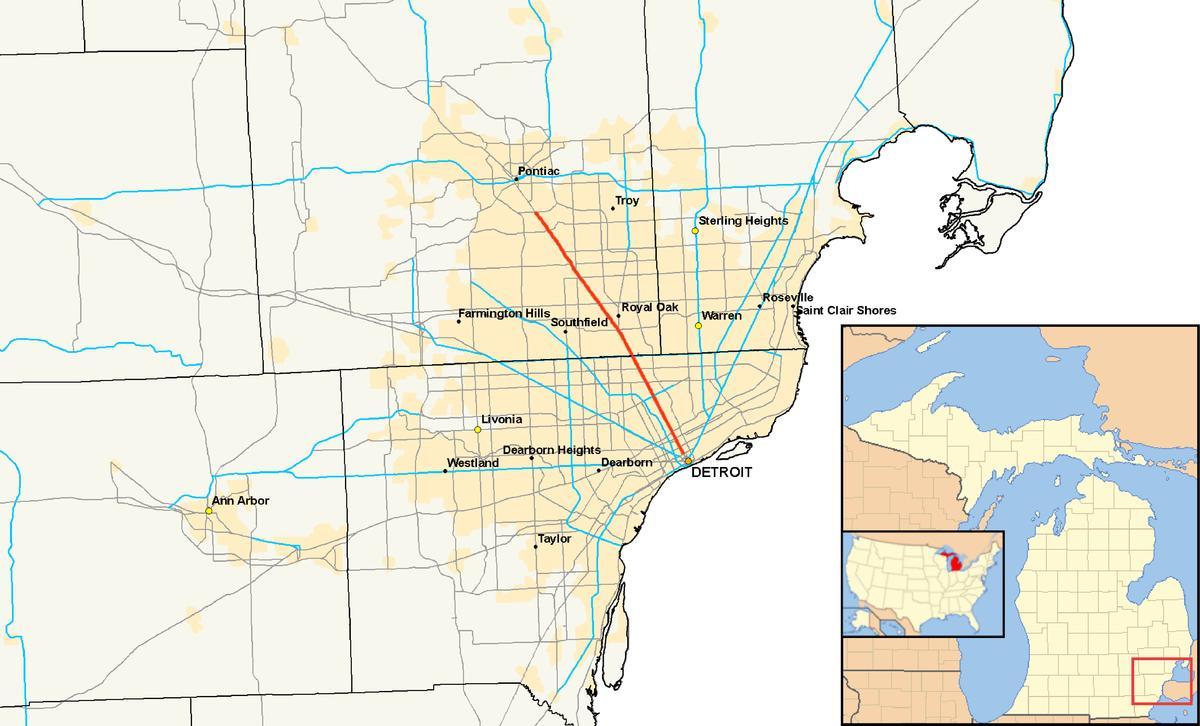 Detroit kommuner karta