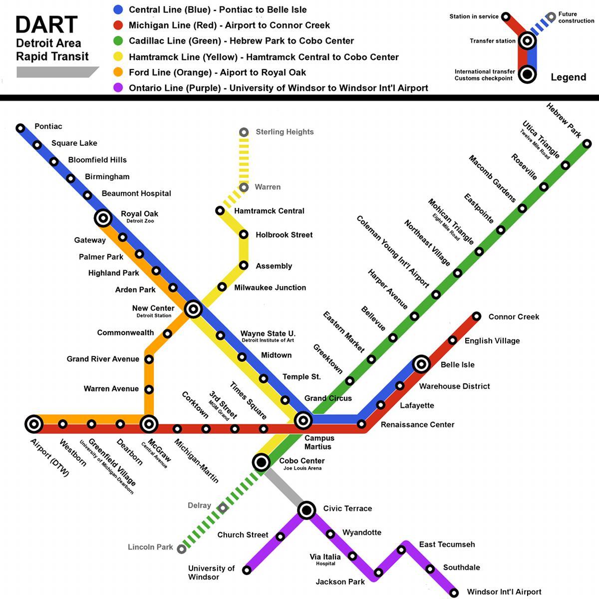 Detroit tåg karta