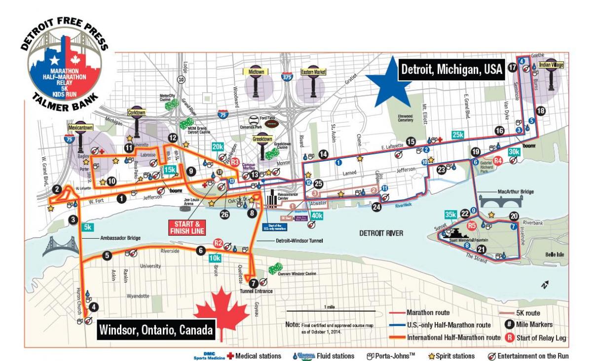 karta över Detroit marathon