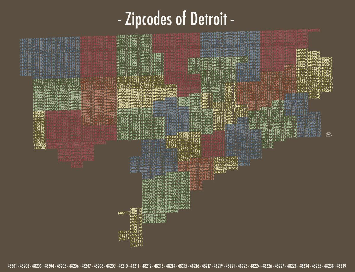 postnummer karta Detroit