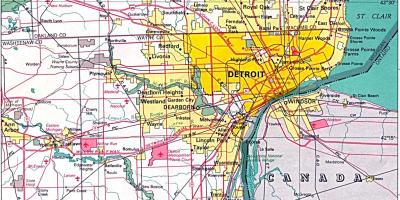 Karta över Detroit förorter