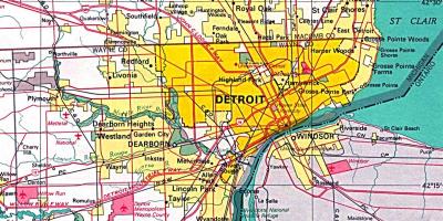 Detroit läge på karta