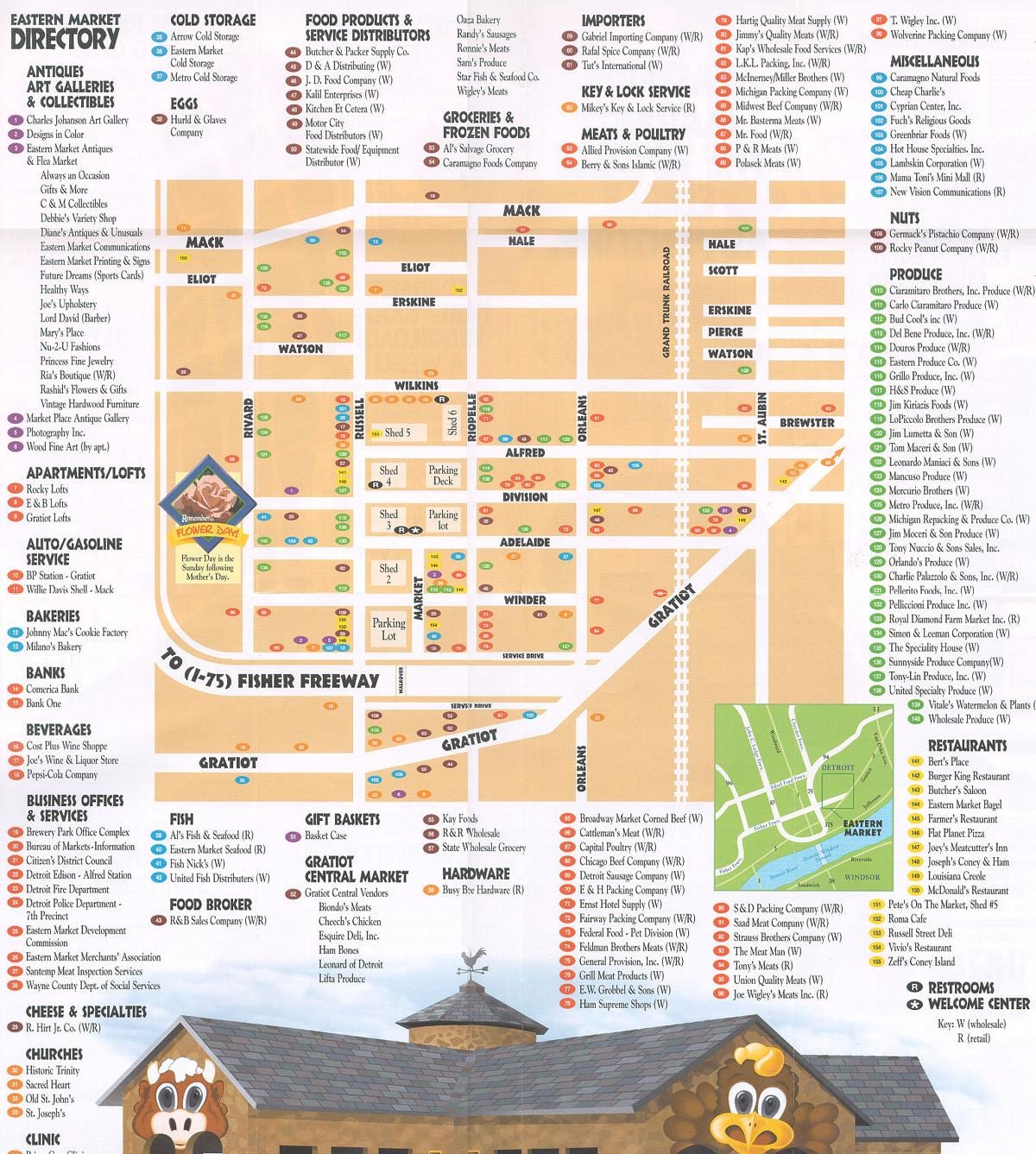 karta över östra marknaden Detroit