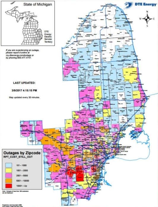 Detroit edison strömavbrott karta