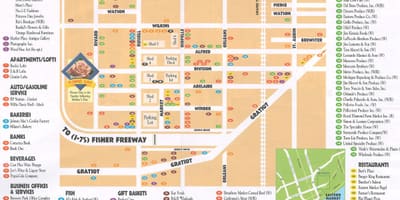 Karta över östra marknaden Detroit