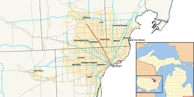 Detroit kommuner karta